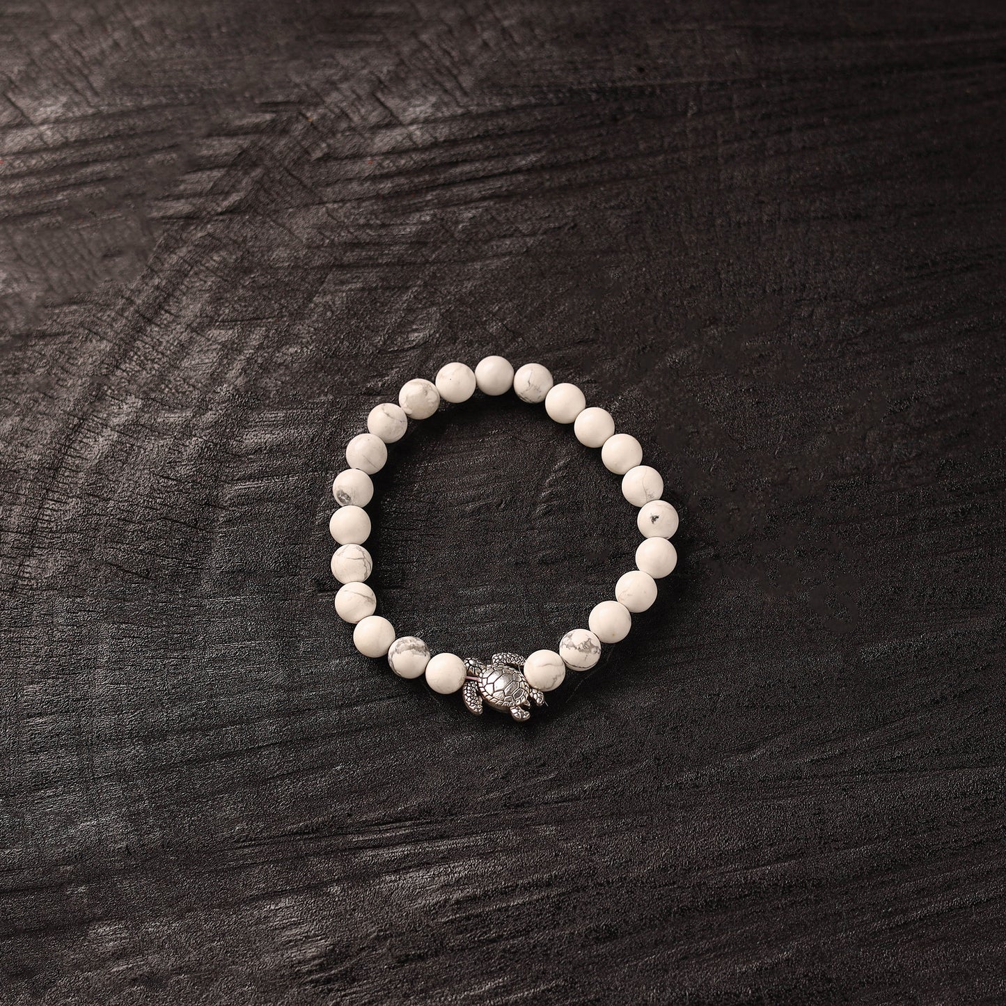 Handmade Stone Beaded Bracelet with Tortoise Charm 20