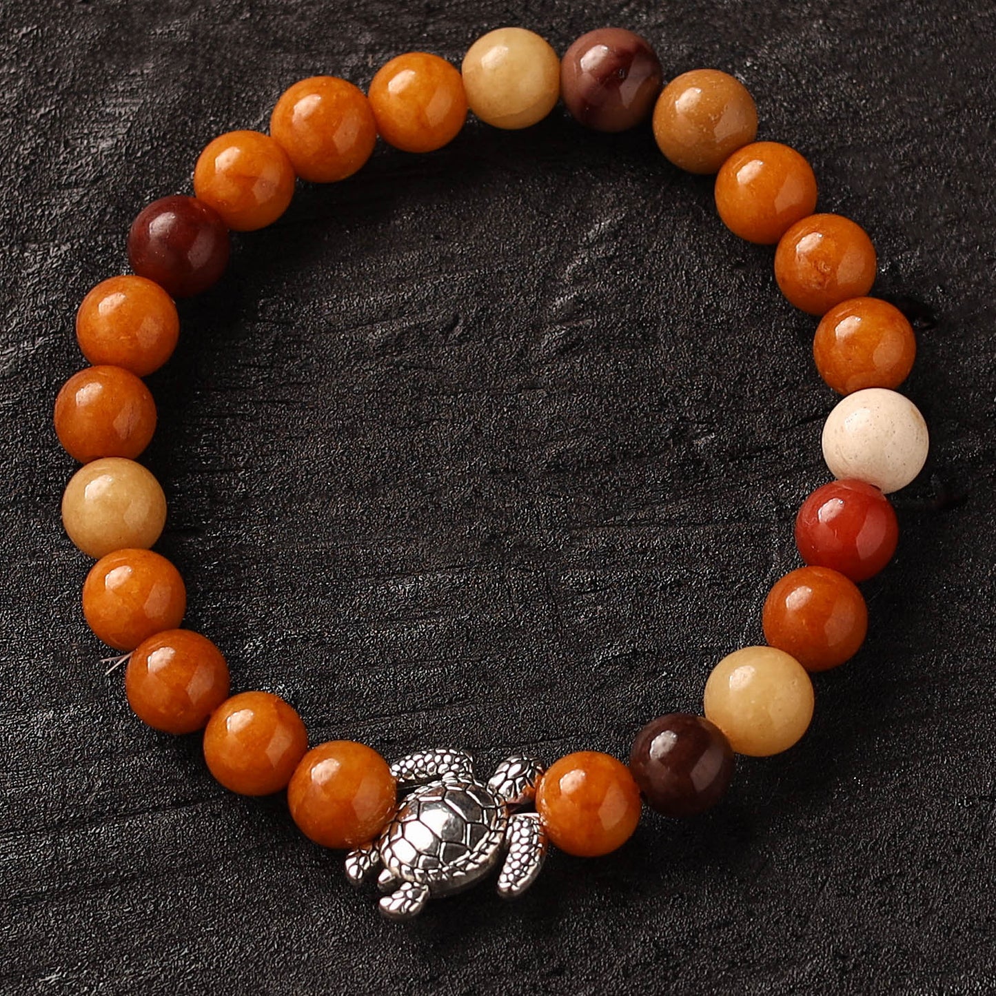 Handmade Crystal Beaded Bracelet with Tortoise Charm 22