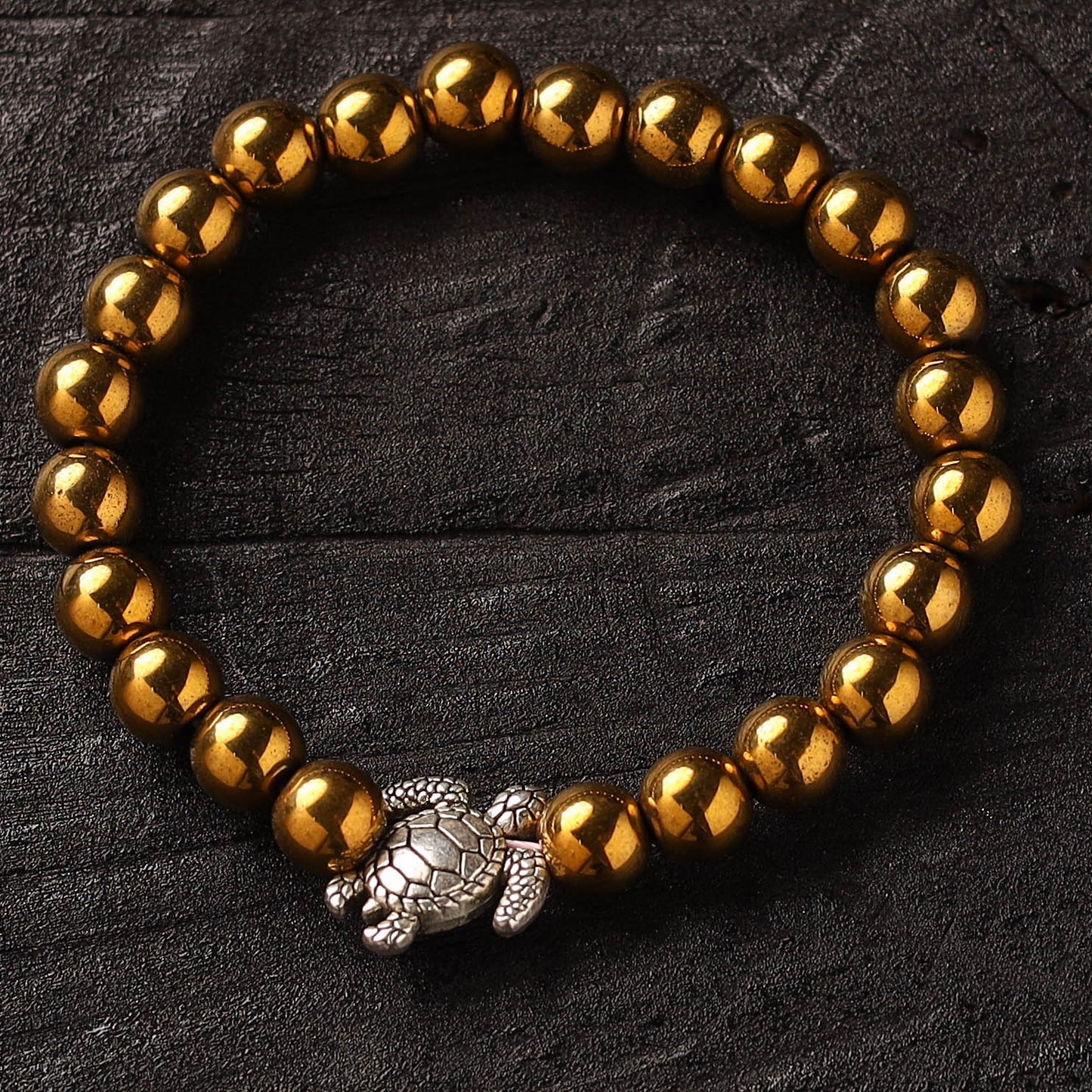 Handmade Crystal Beaded Bracelet with Tortoise Charm 24
