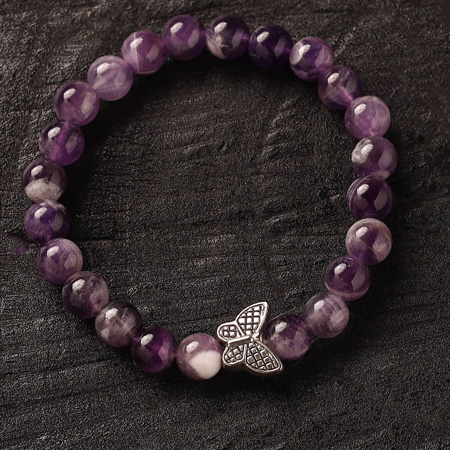 Handmade Crystal Beaded Bracelet with Butterfly Charm 25