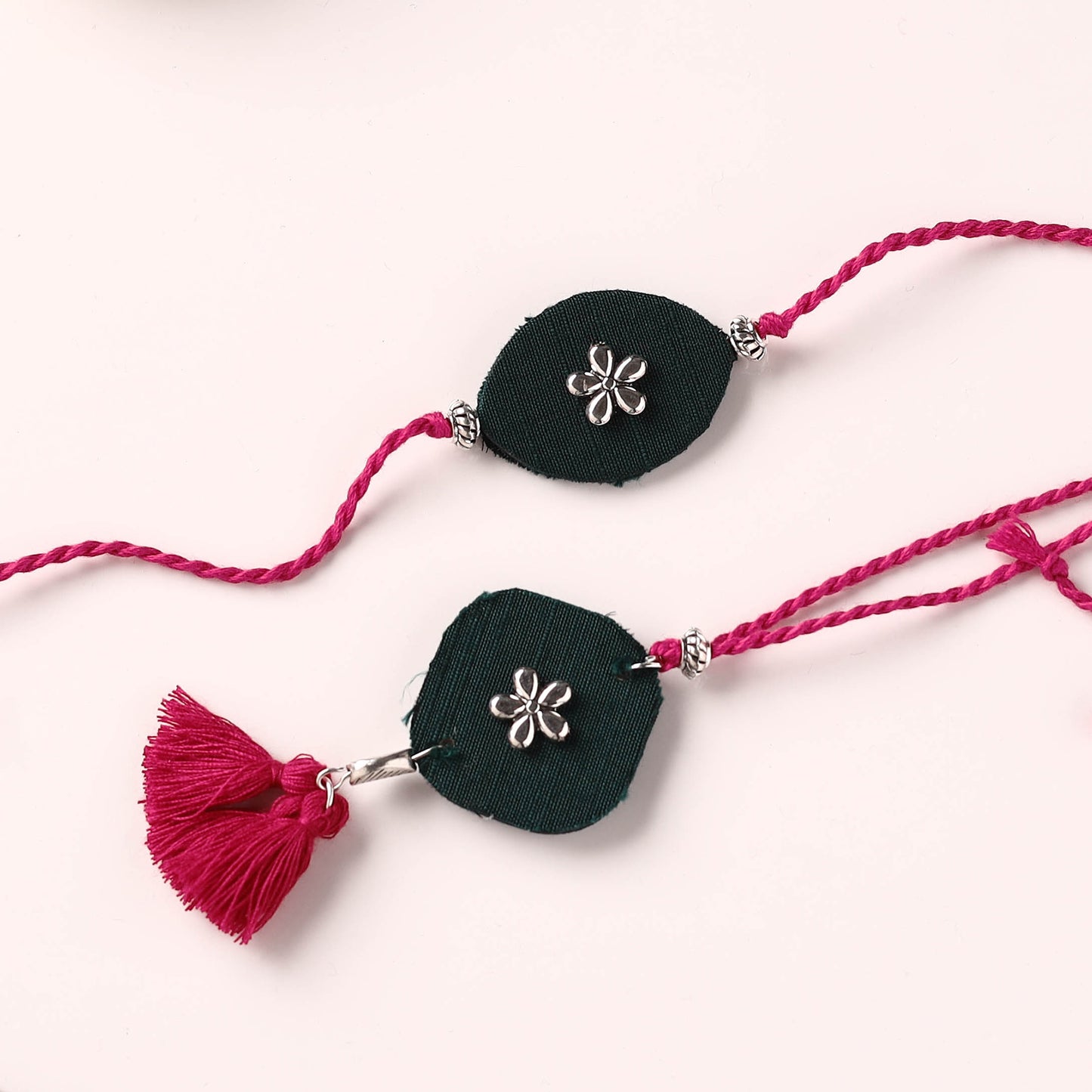 Handmade GS Bead Work Fabart Rakhi with Lumba Set 11