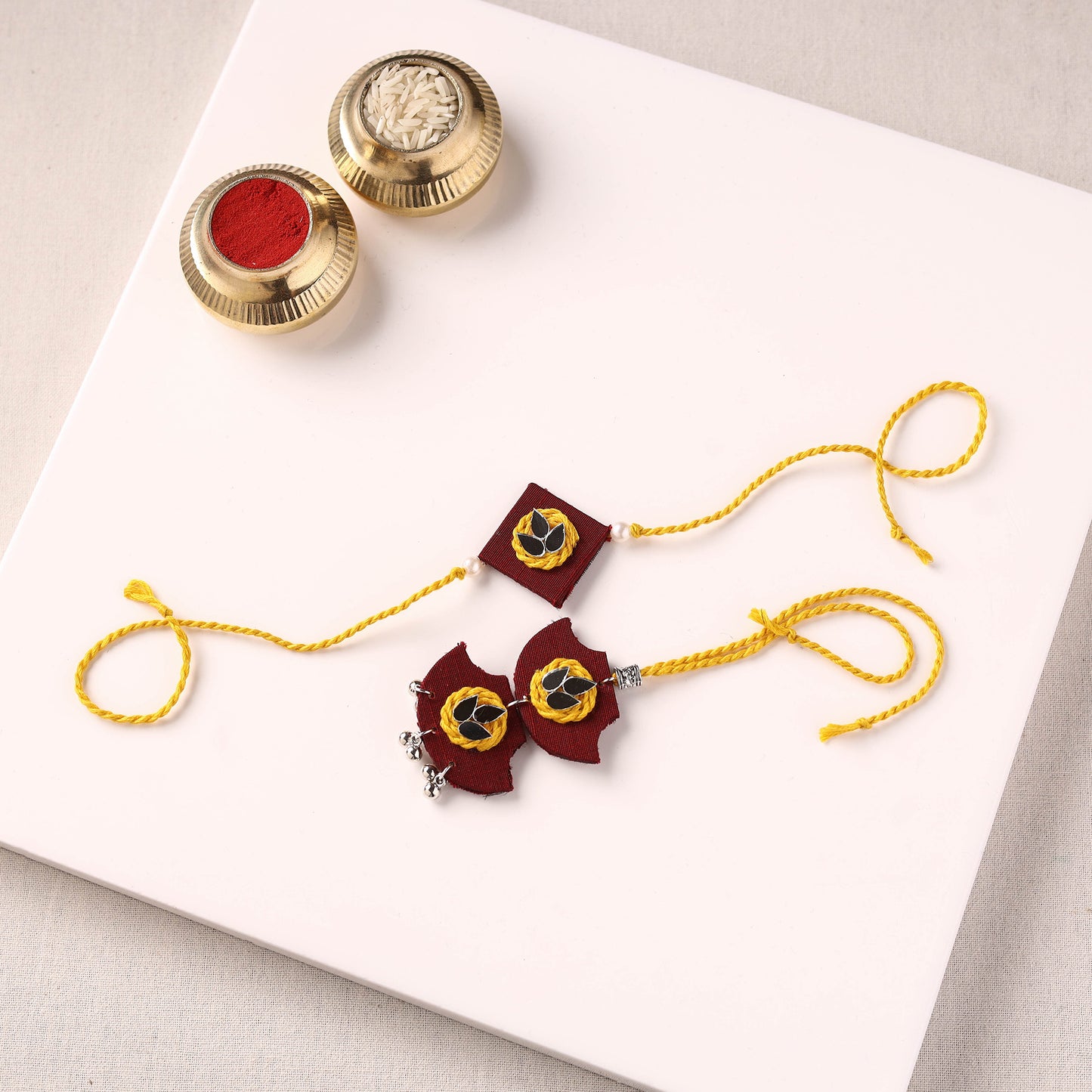 Handmade Thread & Mirror Work Fabart Rakhi with Lumba Set 20