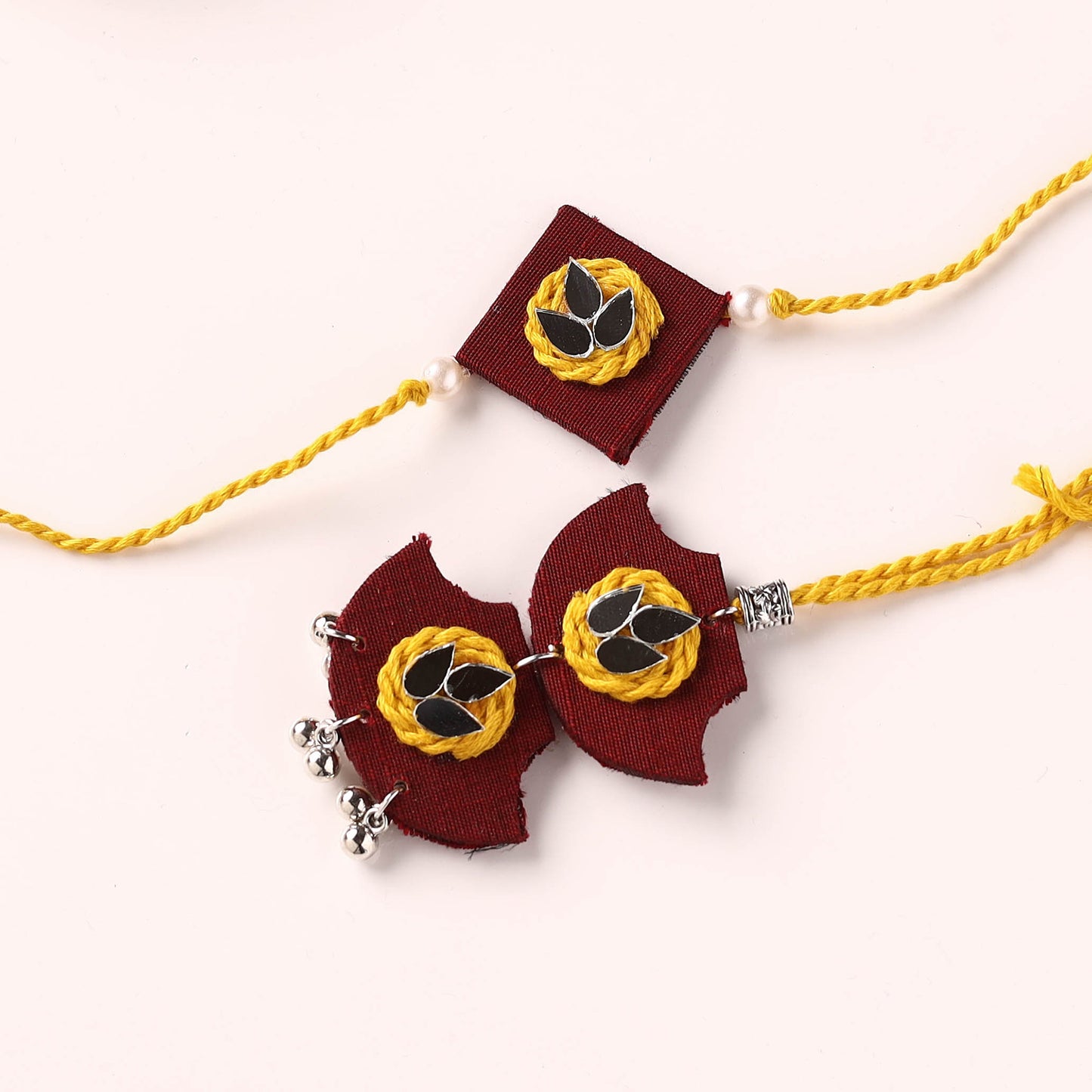Handmade Thread & Mirror Work Fabart Rakhi with Lumba Set 20
