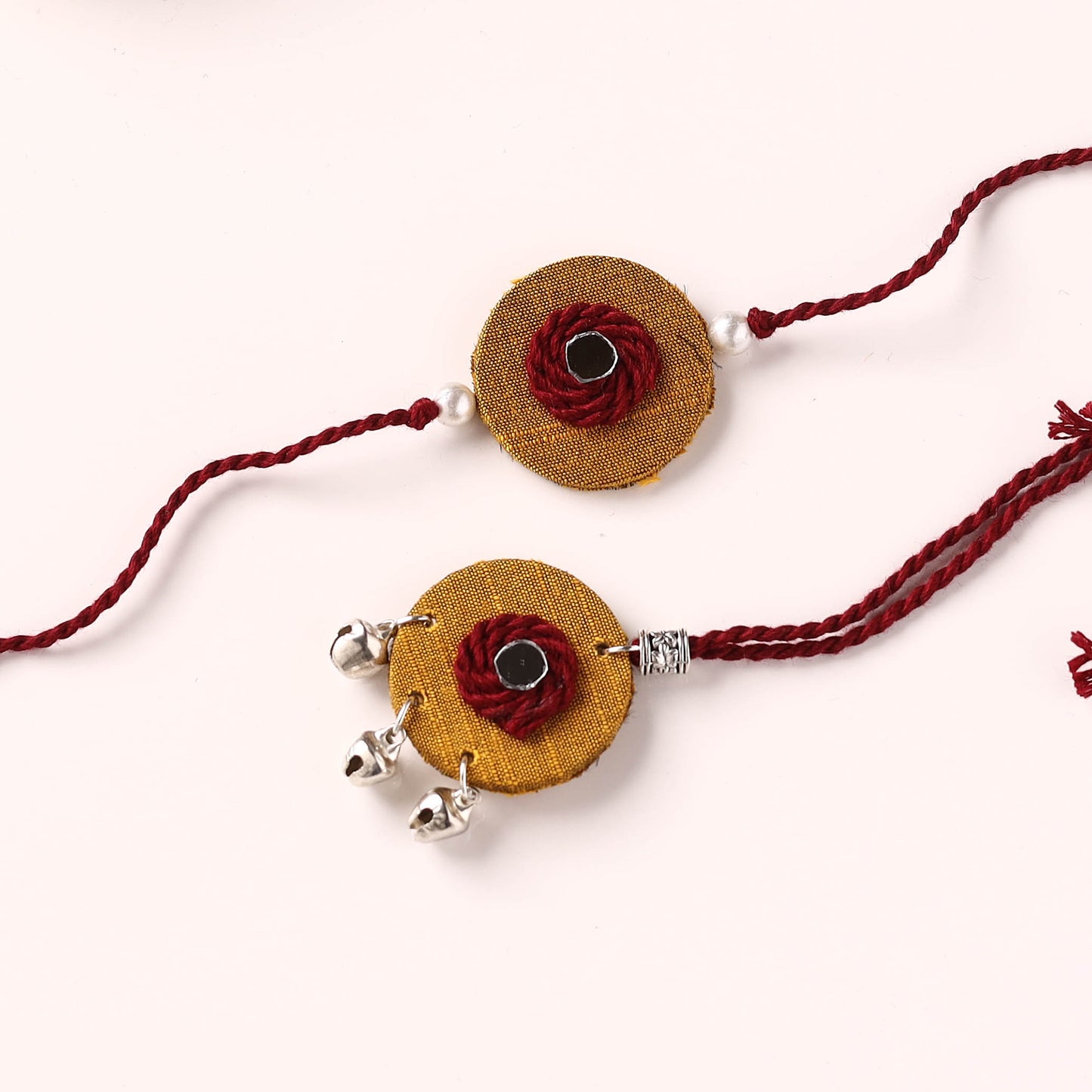 Handmade Thread & Mirror Work Fabart Rakhi with Lumba Set 25