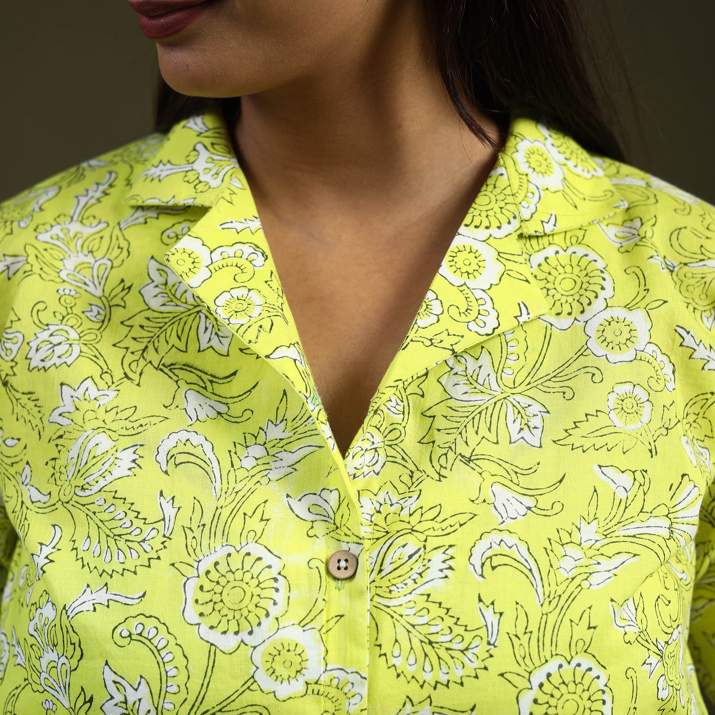 Buy Lime Green Sanganeri Block Print Cotton Crop Top