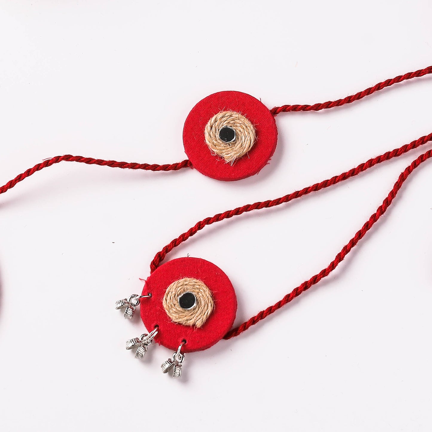 Handmade Jute & Mirror Work Fabart Bhaiya Bhabhi Rakhi Set 50
