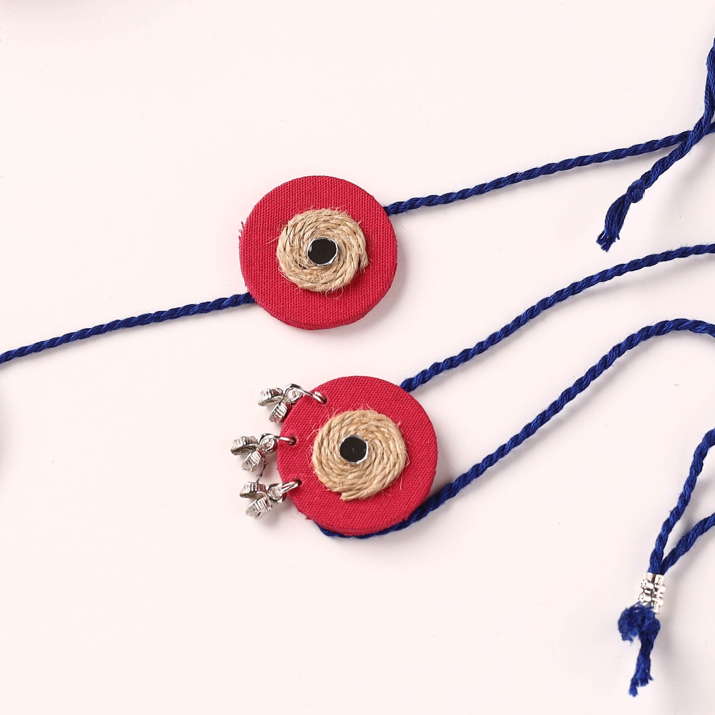 Handmade Jute & Mirror Work Fabart Bhaiya Bhabhi Rakhi Set 52