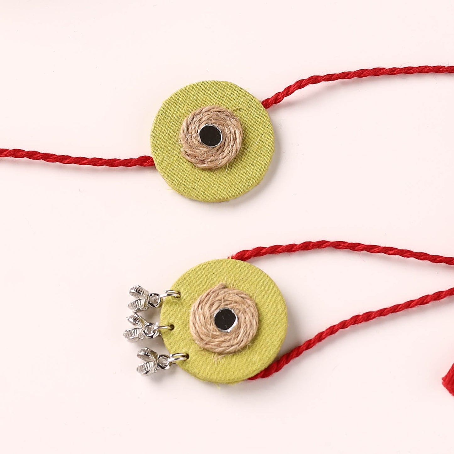 Handmade Jute & Mirror Work Fabart Bhaiya Bhabhi Rakhi Set 55