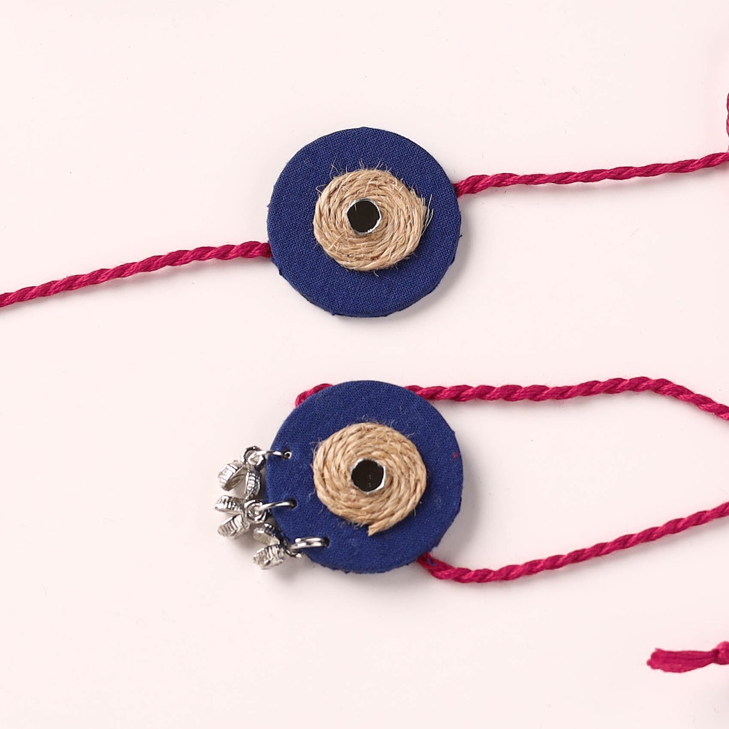 Handmade Jute & Mirror Work Fabart Bhaiya Bhabhi Rakhi Set 57