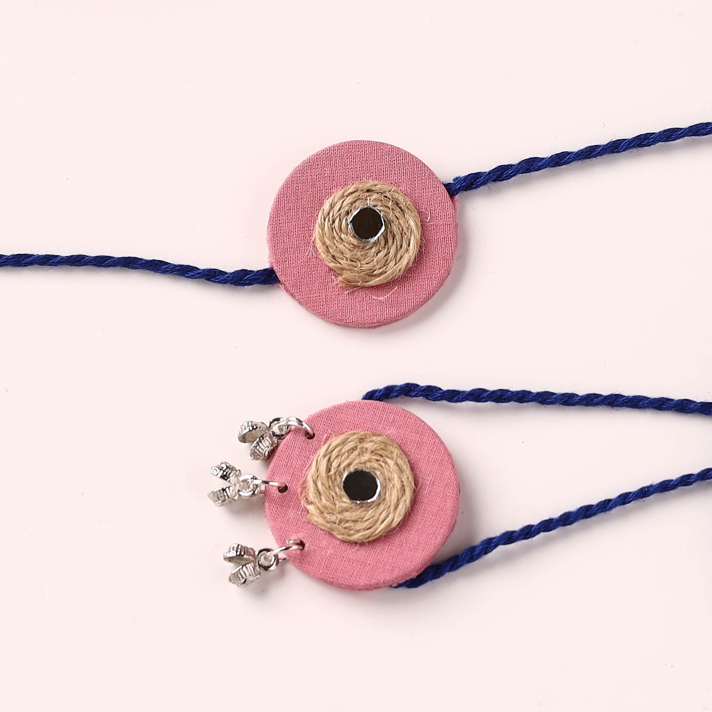 Handmade Jute & Mirror Work Fabart Bhaiya Bhabhi Rakhi Set 58
