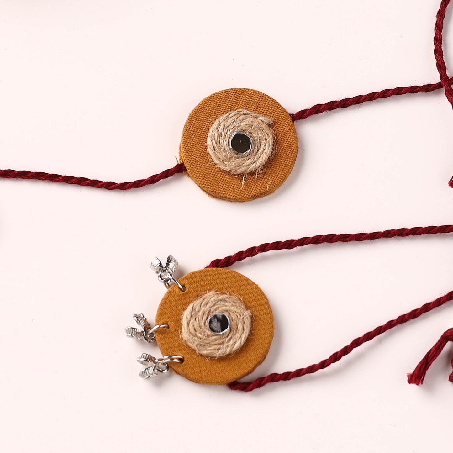 Handmade Jute & Mirror Work Fabart Bhaiya Bhabhi Rakhi Set 60