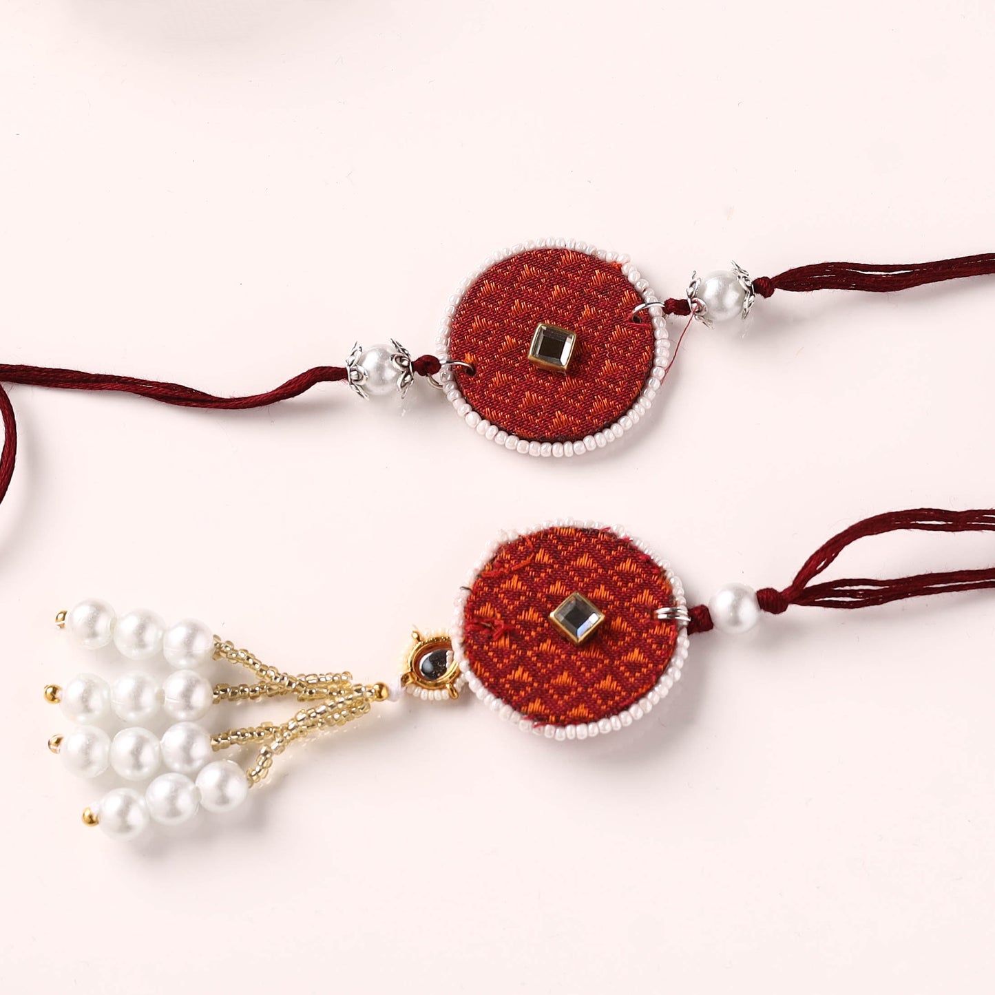 Handmade Kundan & Bead Work Fabart Rakhi with Lumba Set 63
