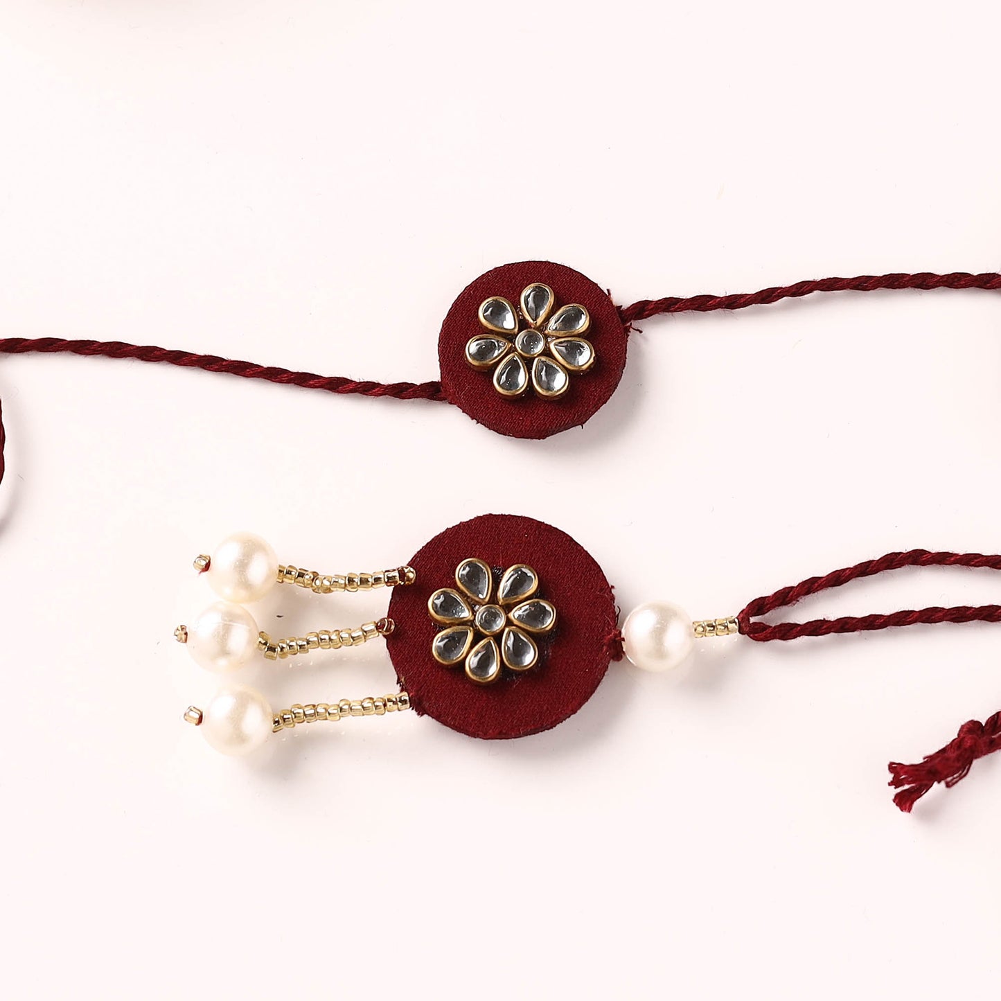 Handmade Kundan & Bead Work Fabart Rakhi with Lumba Set 73