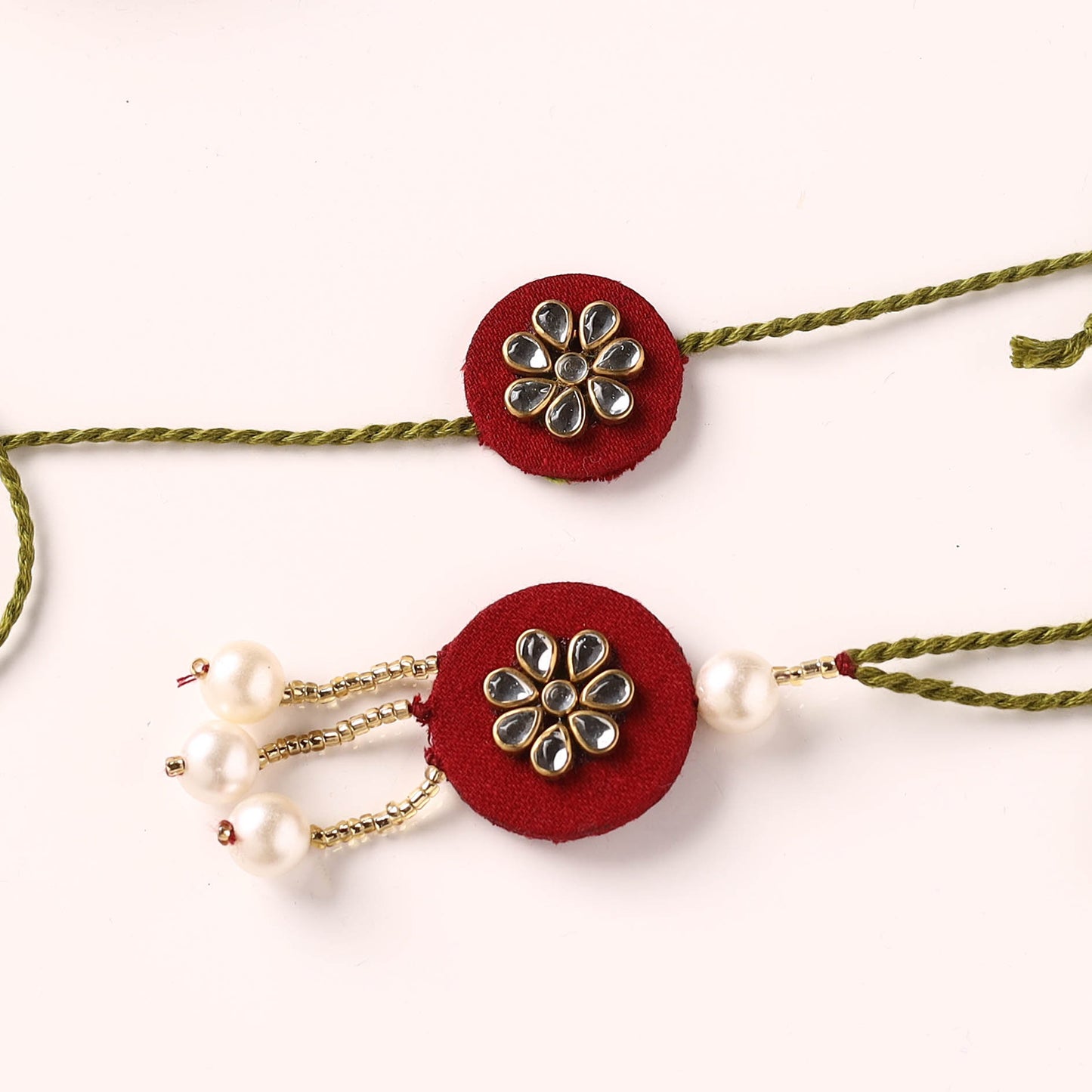 Handmade Kundan & Bead Work Fabart Rakhi with Lumba Set 78