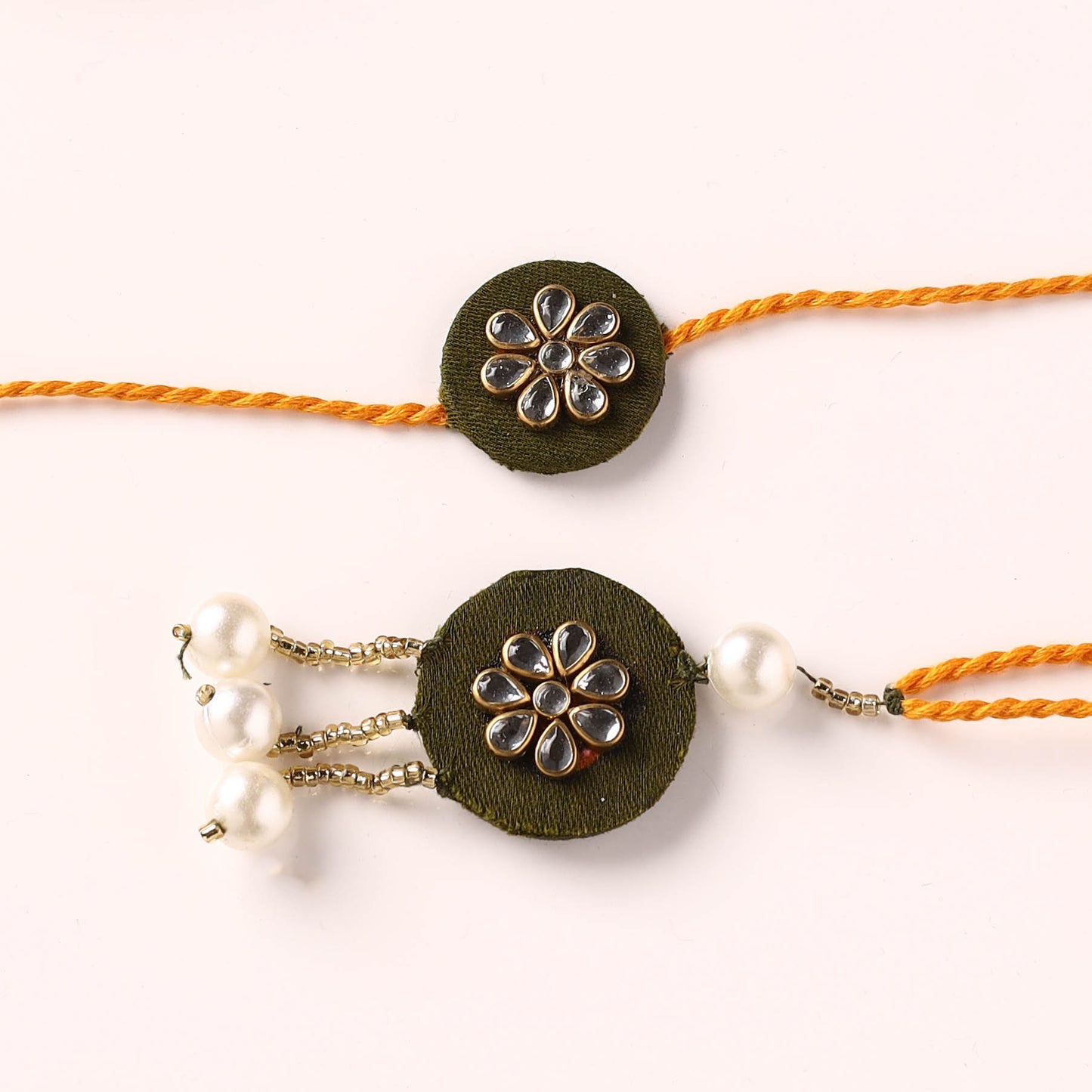 Handmade Kundan & Bead Work Fabart Rakhi with Lumba Set 84
