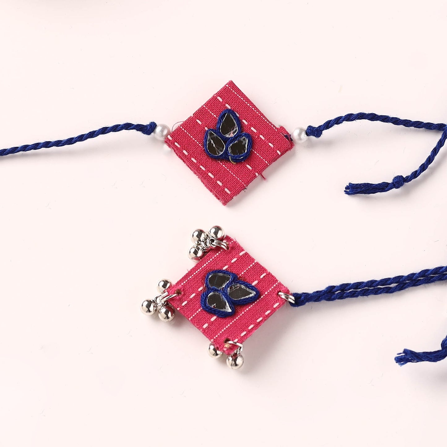 Handmade Thread & Mirror Work Fabart Rakhi with Lumba Set 96