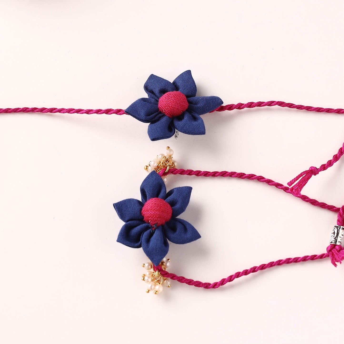 Flower Handmade Fabart Bhaiya Bhabhi Rakhi Set 113