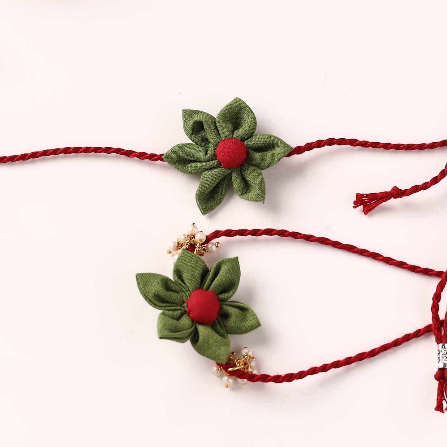 Flower Handmade Fabart Bhaiya Bhabhi Rakhi Set 114
