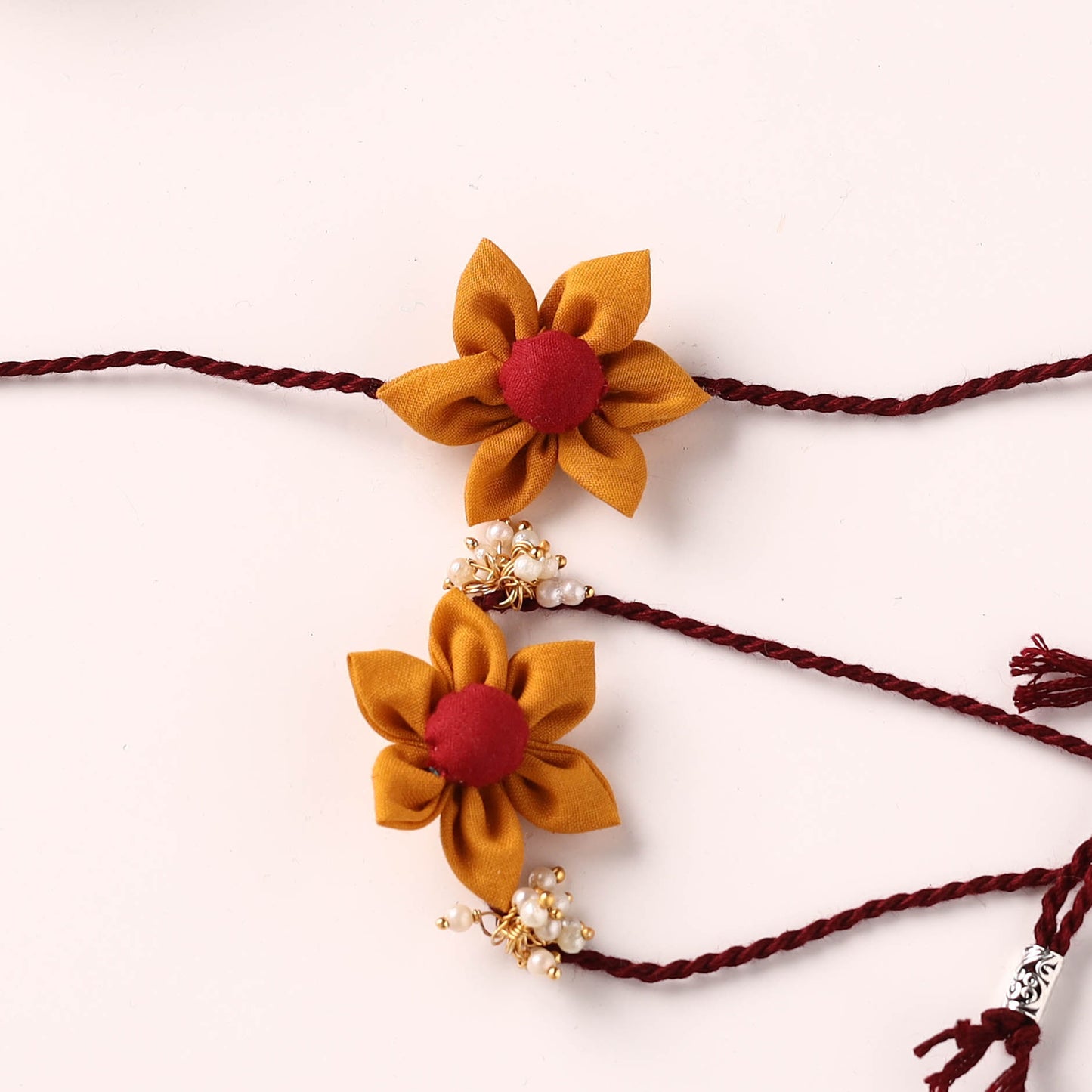 Flower Handmade Fabart Bhaiya Bhabhi Rakhi Set 115