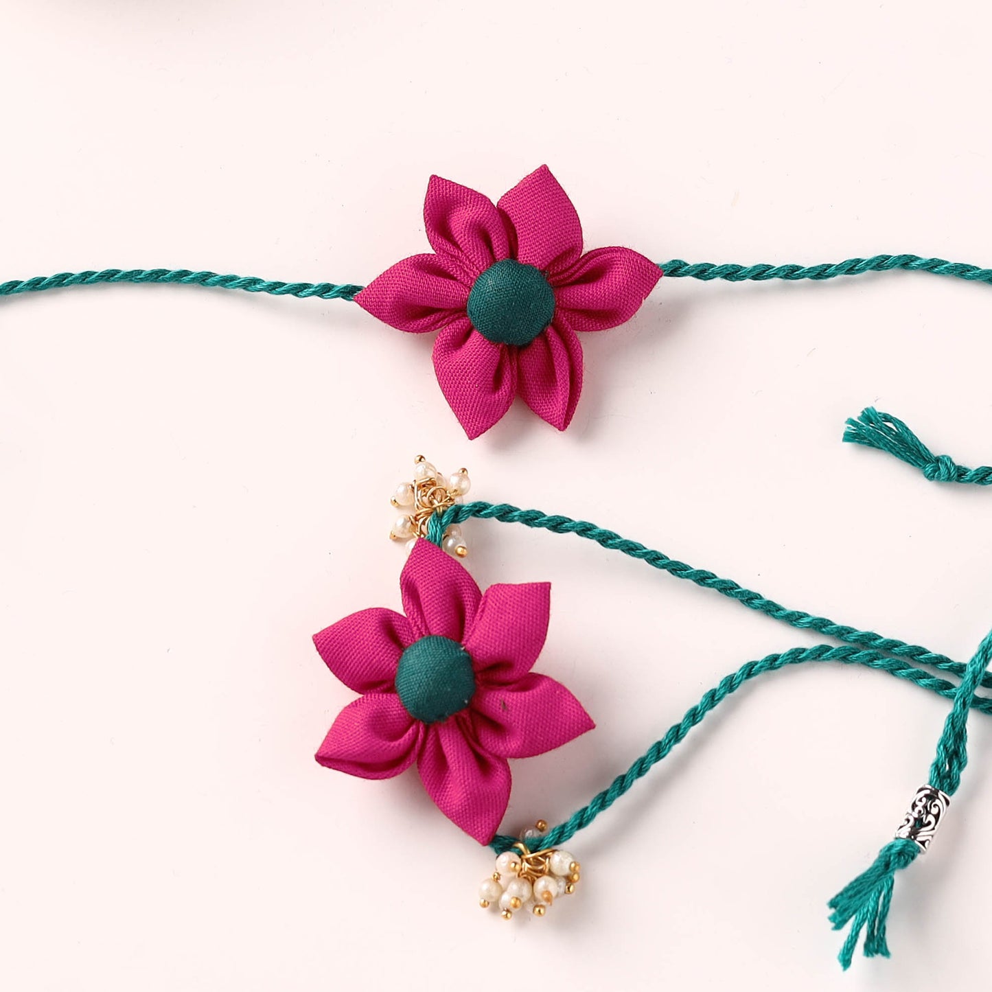 Flower Handmade Fabart Bhaiya Bhabhi Rakhi Set 117
