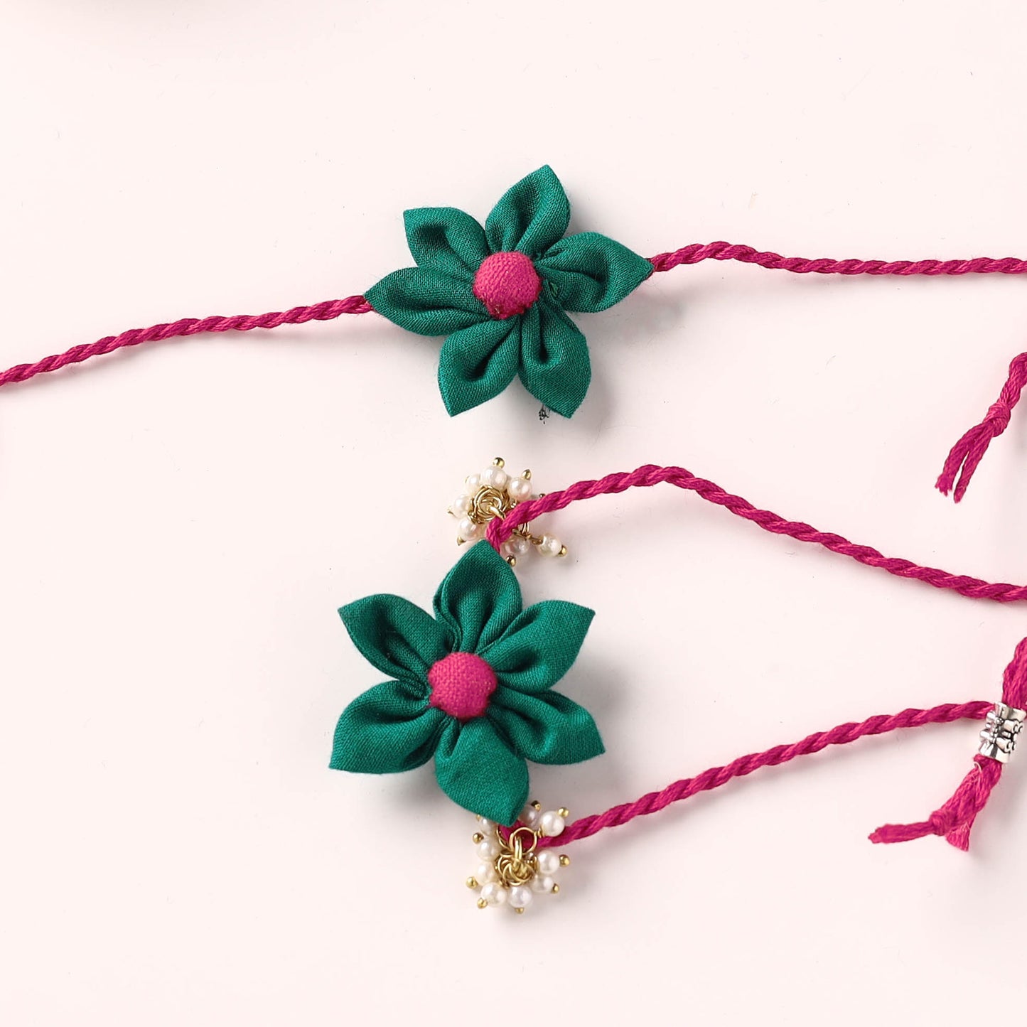 Flower Handmade Fabart Bhaiya Bhabhi Rakhi Set 119