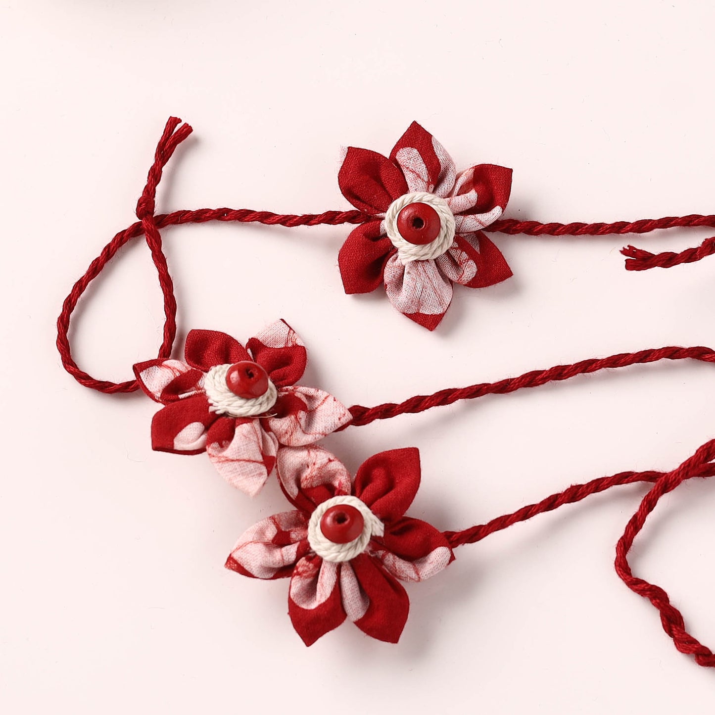 Flower Handmade Thread Work Fabart Rakhi with Lumba Set 123