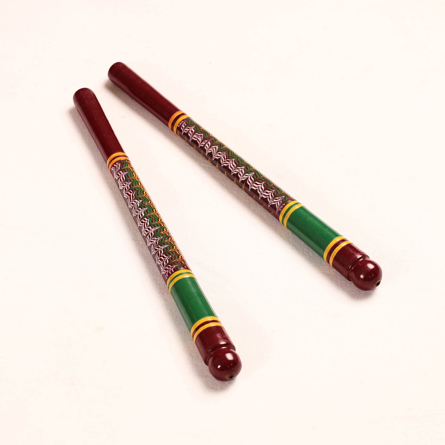 Handmade Lacquered Wooden Garba Dandiya Sticks (Set of 2)