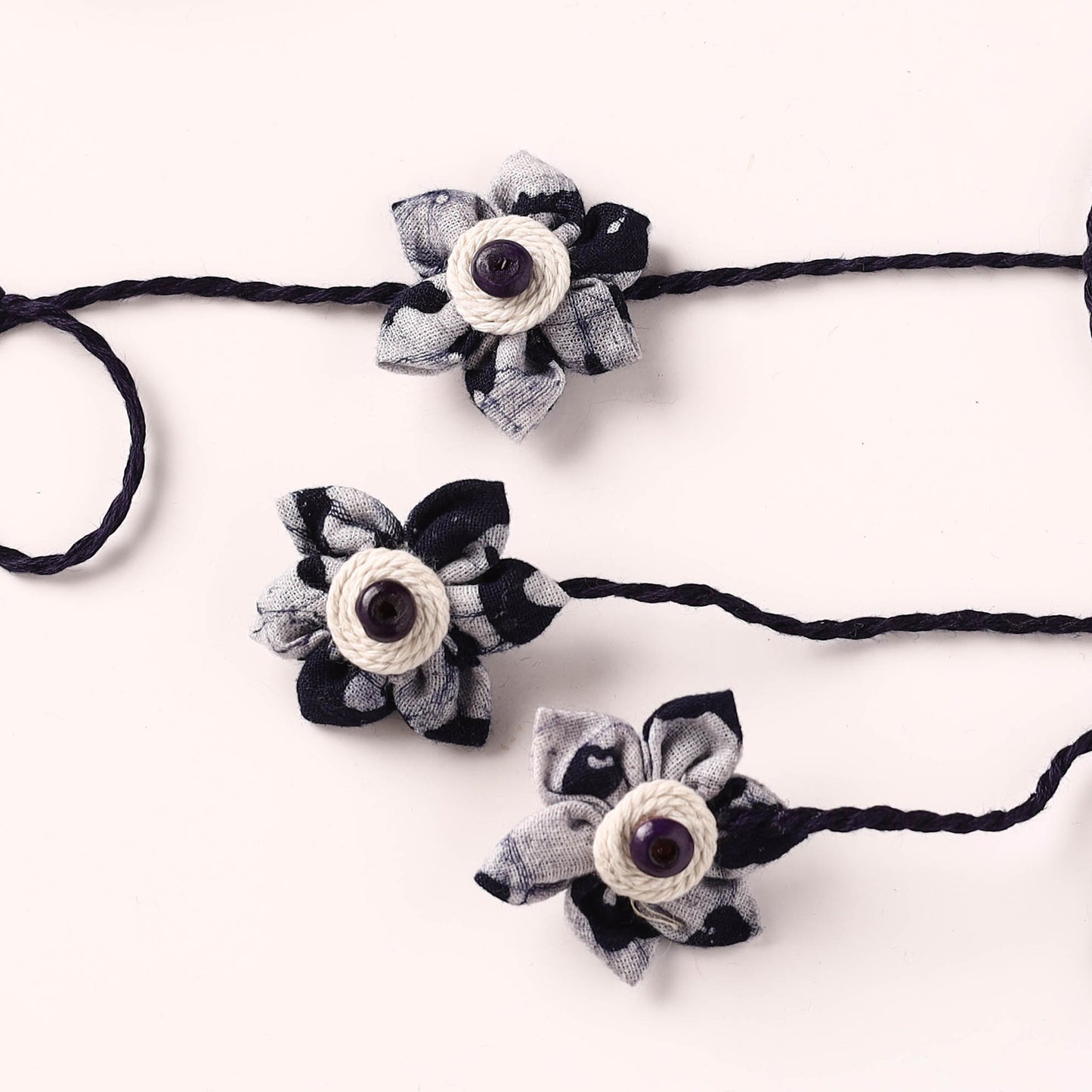 Flower Handmade Thread Work Fabart Rakhi with Lumba Set 127