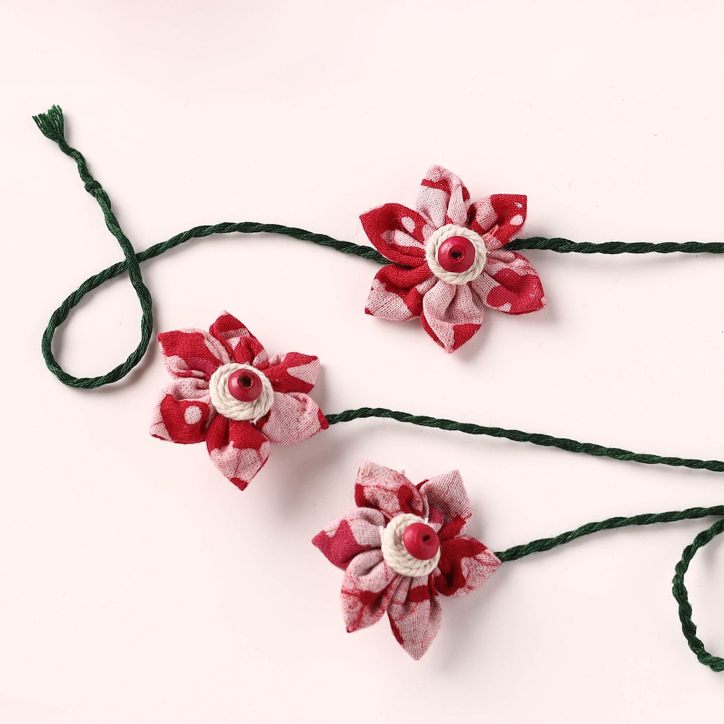Flower Handmade Thread Work Fabart Rakhi with Lumba Set 130