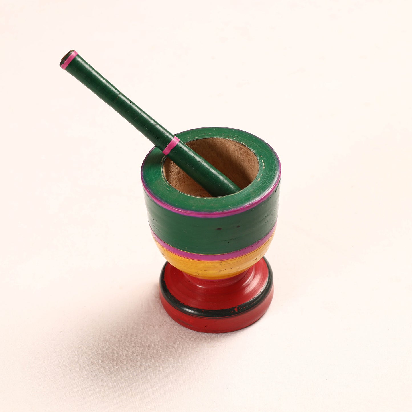 Handmade Lacquered Wooden Mortar & Pestle Set - Big