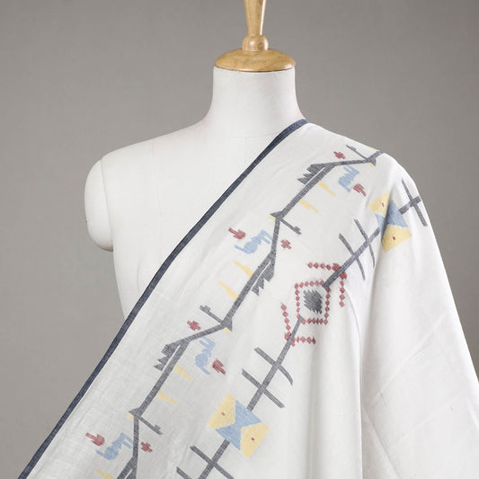 White - Bengal Jamdani Buti Handloom Cotton Fabric
