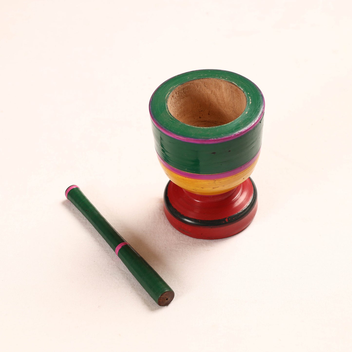 Handmade Lacquered Wooden Mortar & Pestle Set - Big