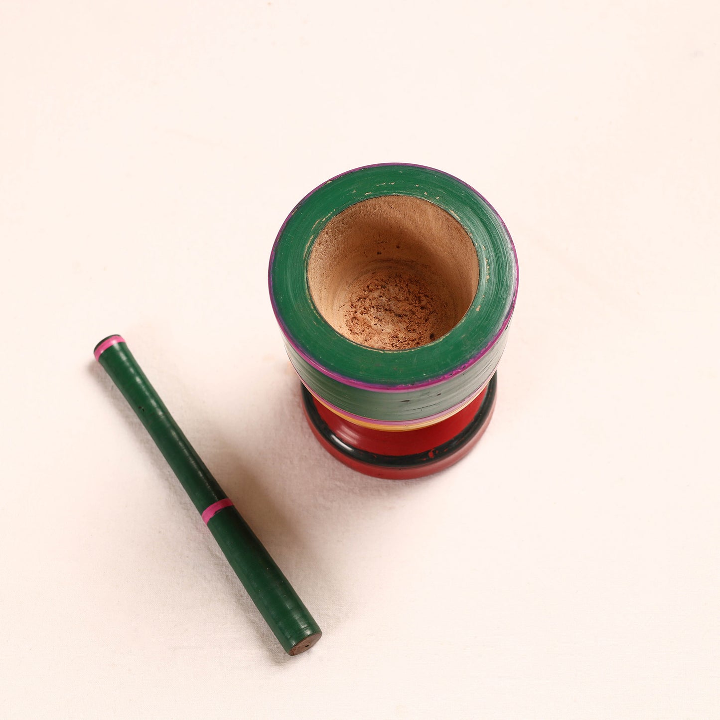 Handmade Lacquered Wooden Mortar & Pestle Set - Big