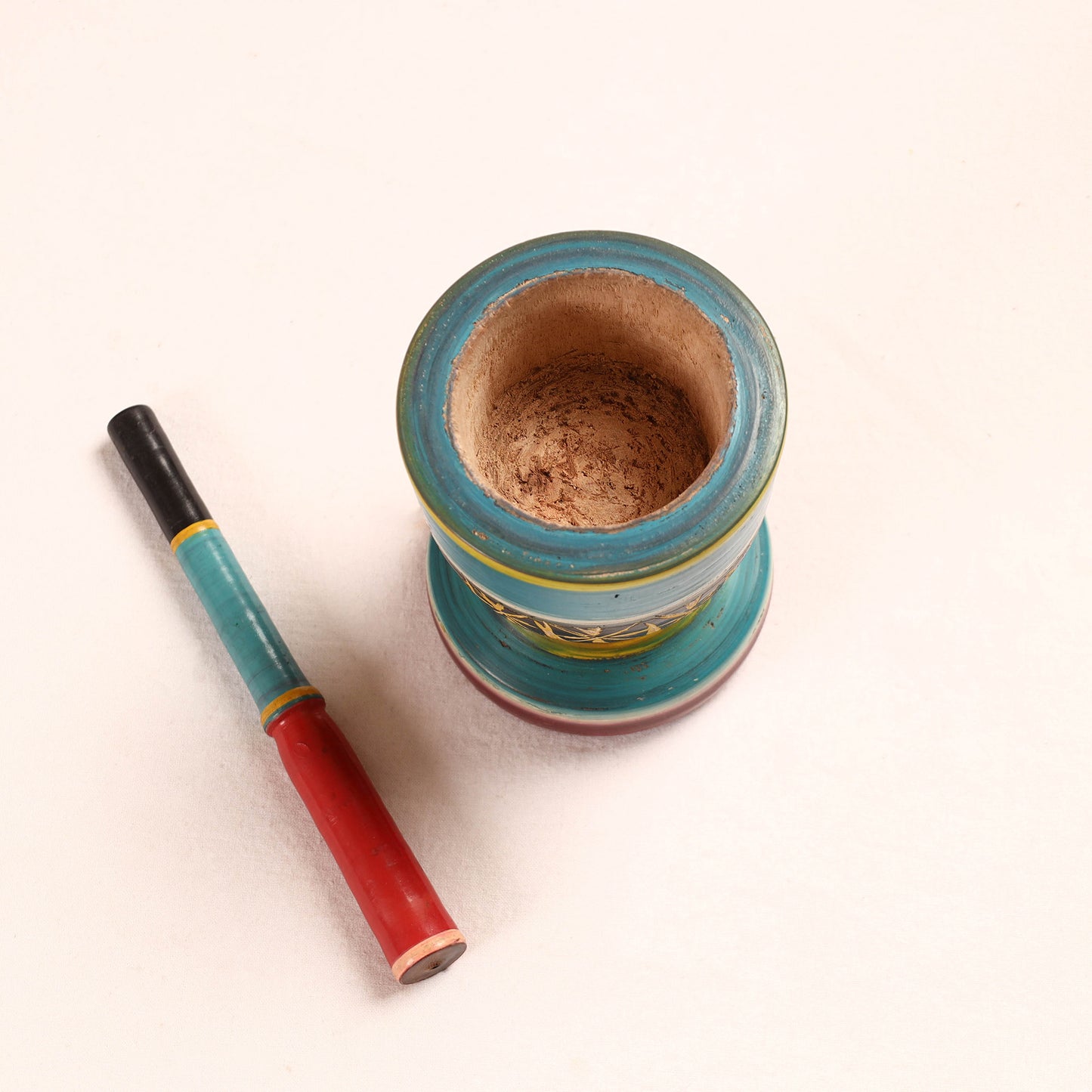 Handmade Lacquered Wooden Mortar & Pestle Set - Big