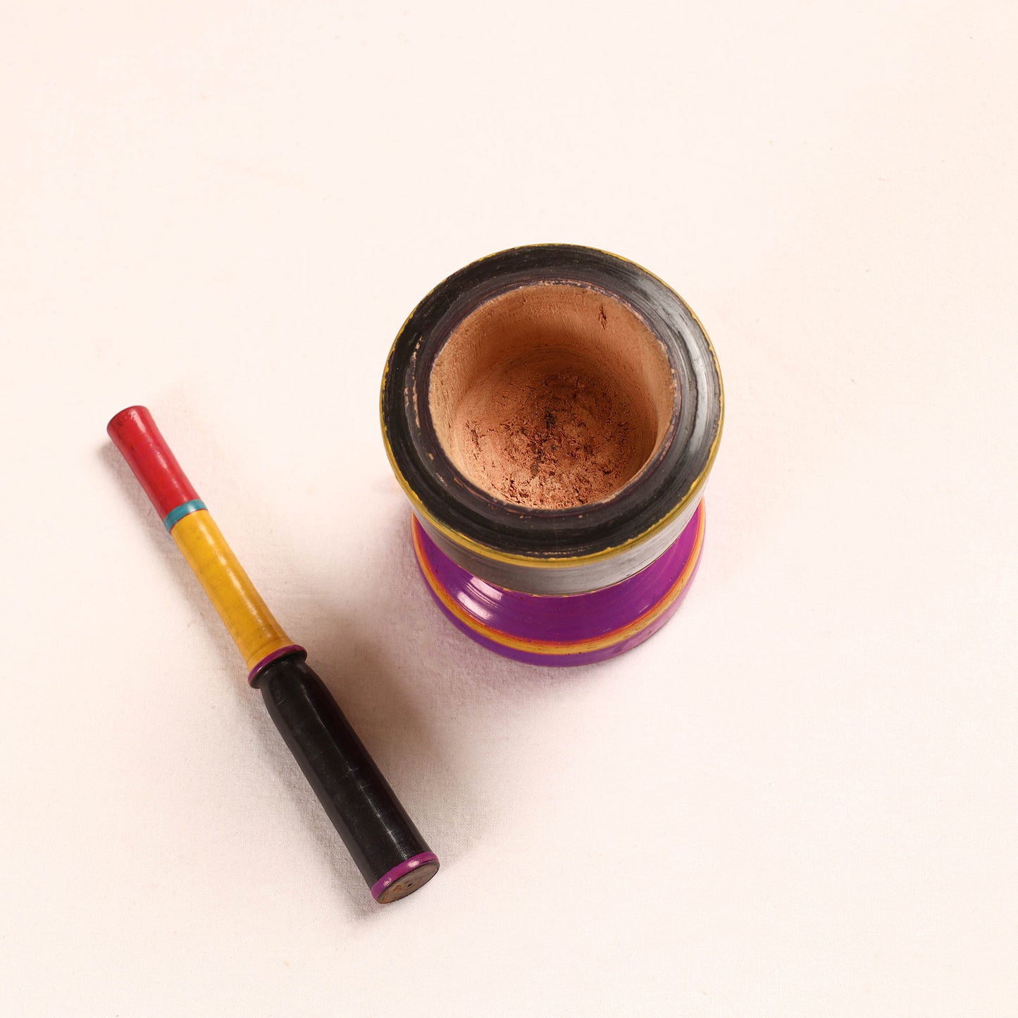 Handmade Lacquered Wooden Mortar & Pestle Set - Big