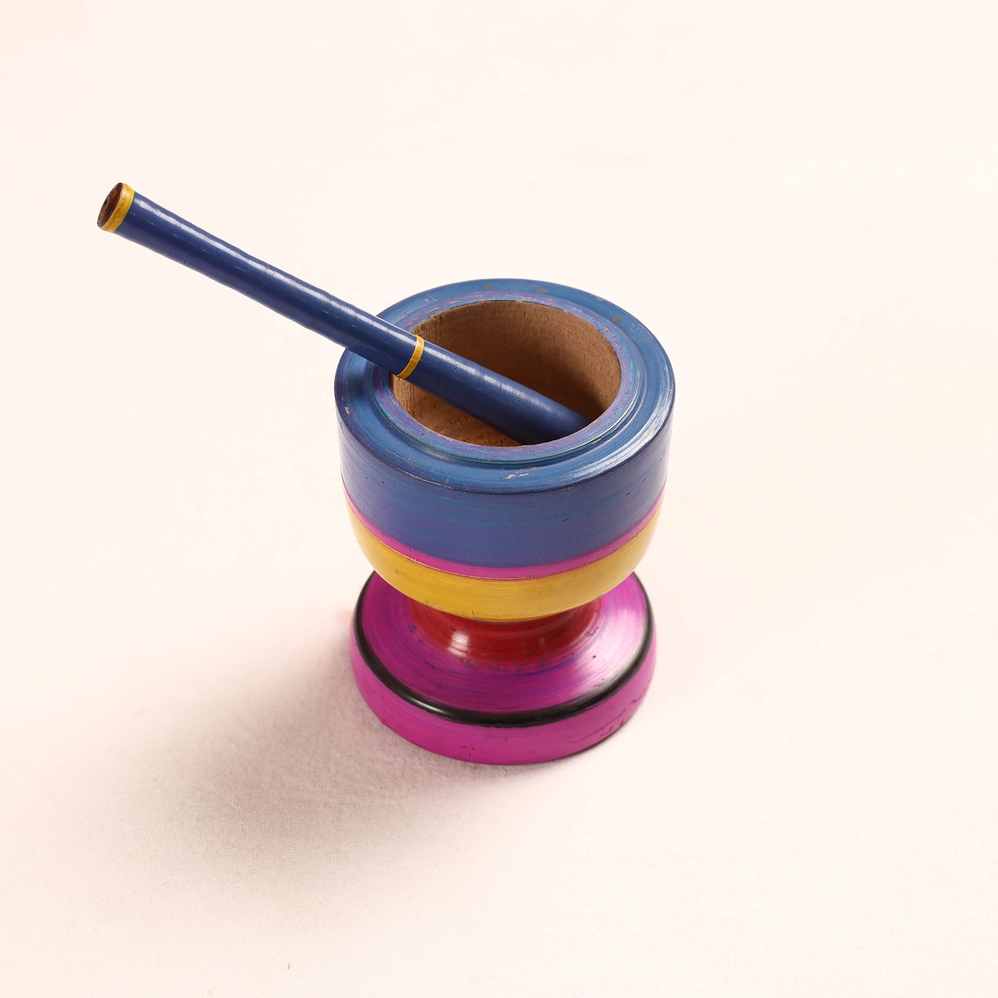Handmade Lacquered Wooden Mortar & Pestle Set - Big