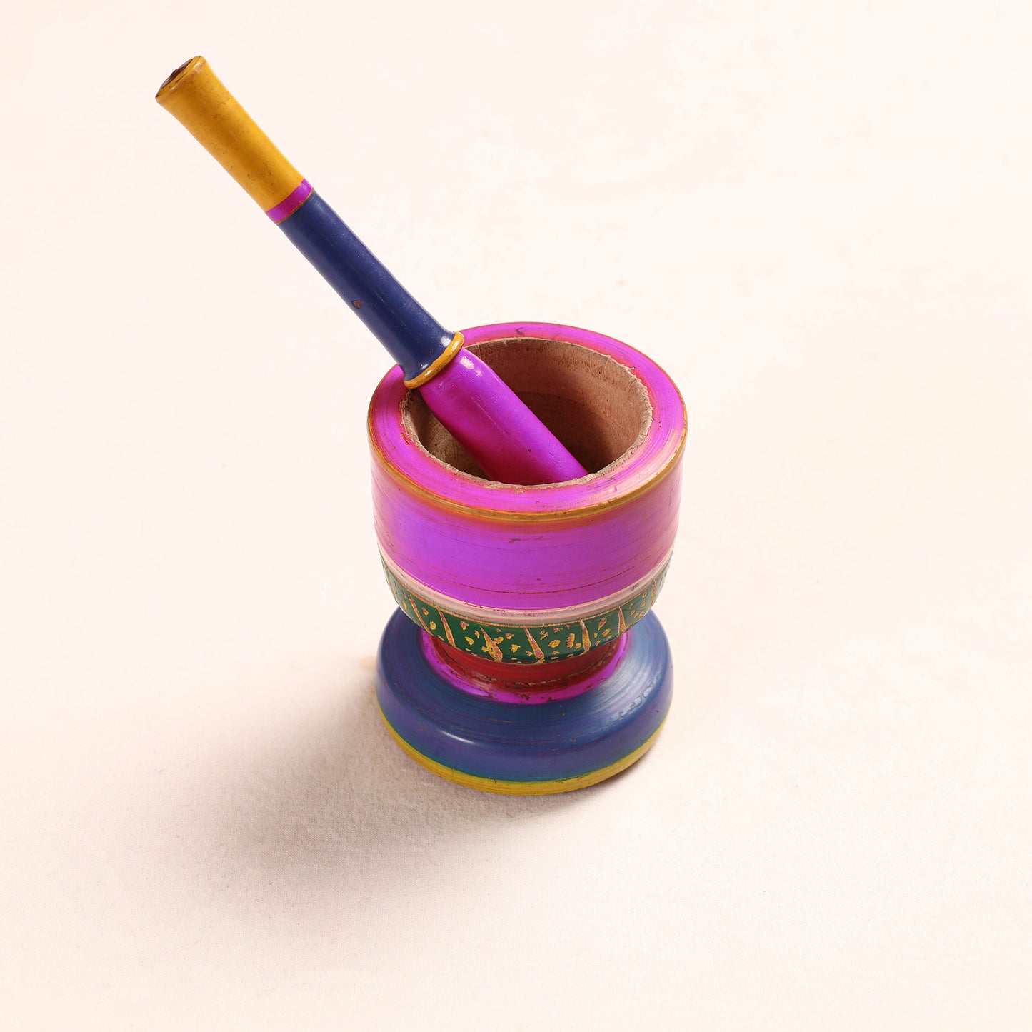 Handmade Lacquered Wooden Mortar & Pestle Set - Big