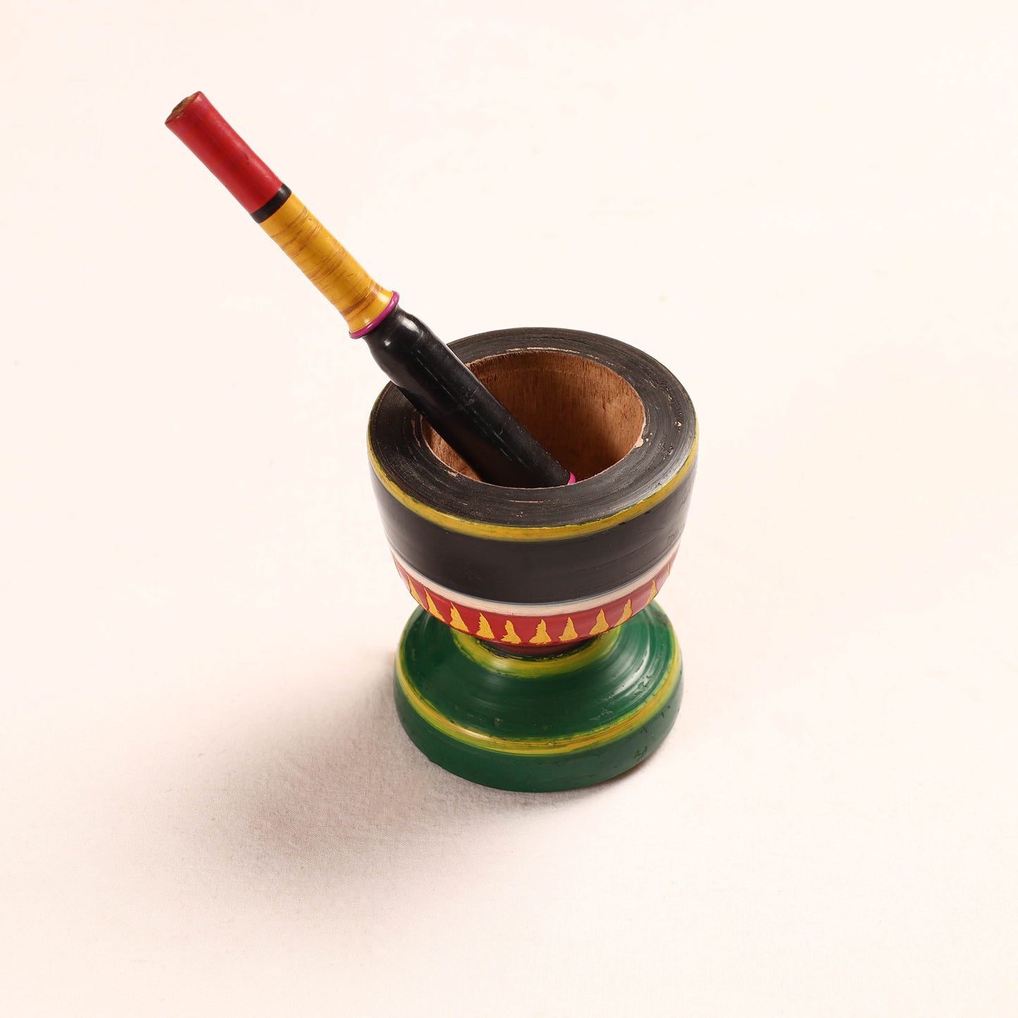 Handmade Lacquered Wooden Mortar & Pestle Set - Big