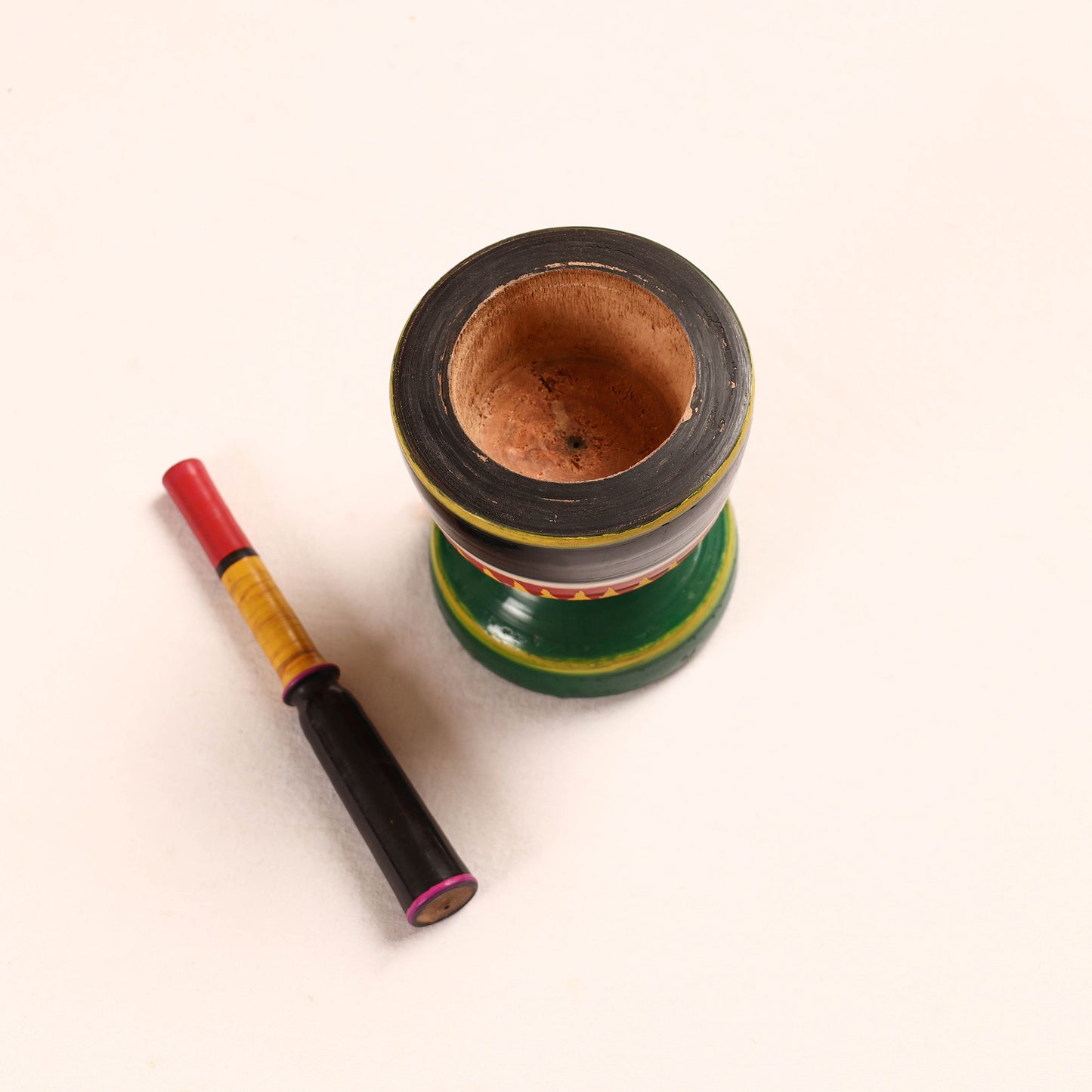 Handmade Lacquered Wooden Mortar & Pestle Set - Big