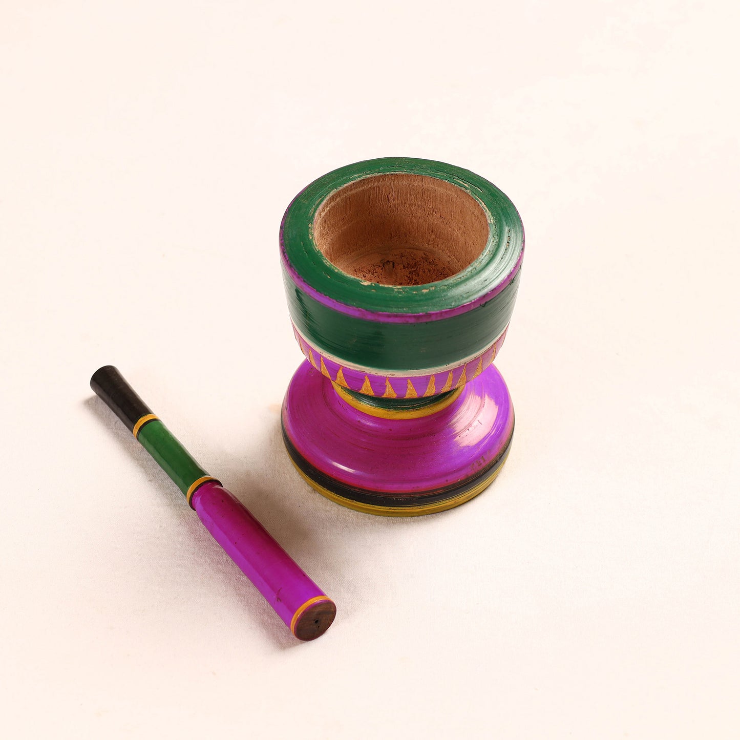 Handmade Lacquered Wooden Mortar & Pestle Set - Big