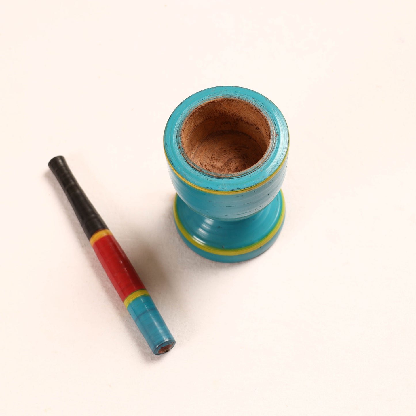 Handmade Lacquered Wooden Mortar & Pestle Set - Big