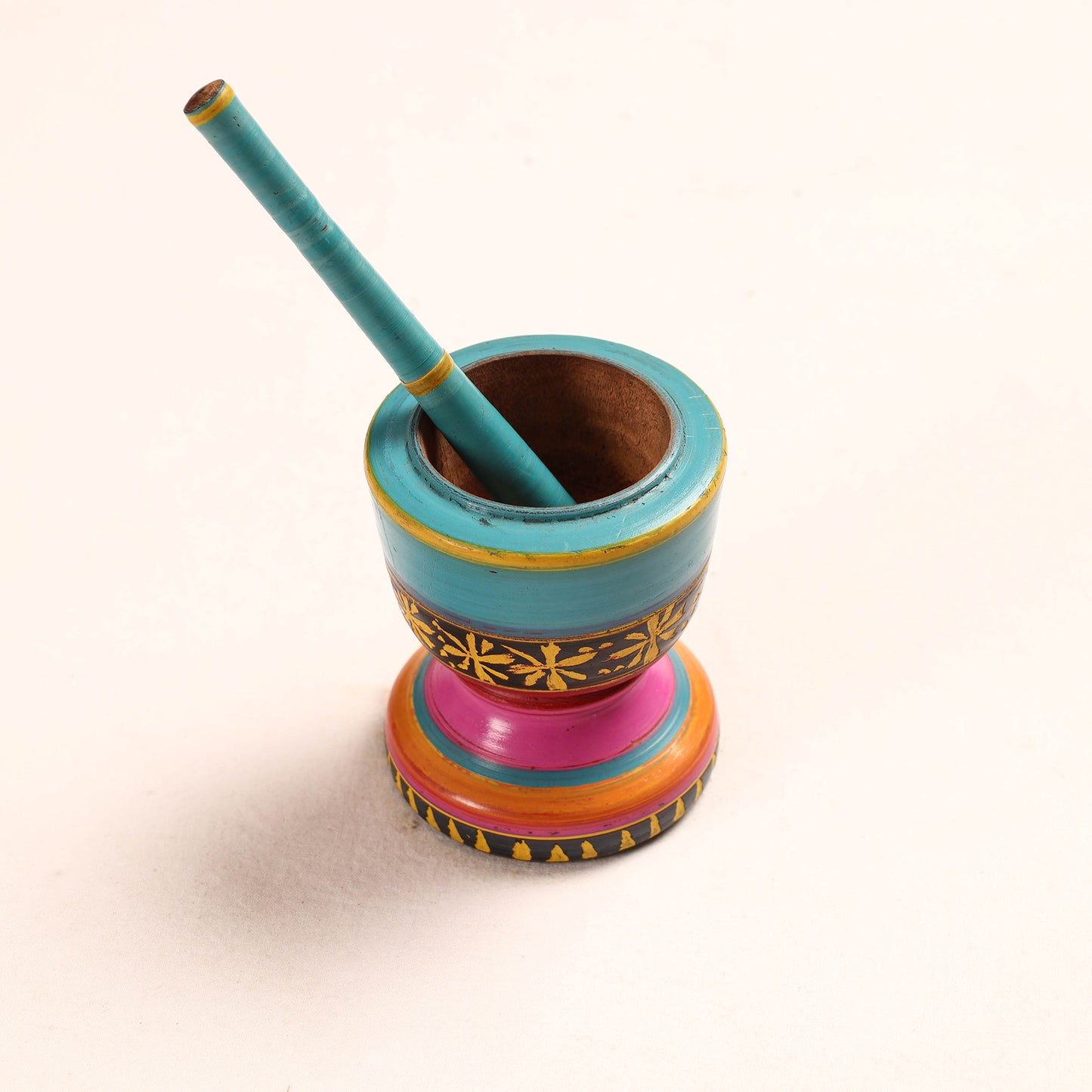 Handmade Lacquered Wooden Mortar & Pestle Set - Big