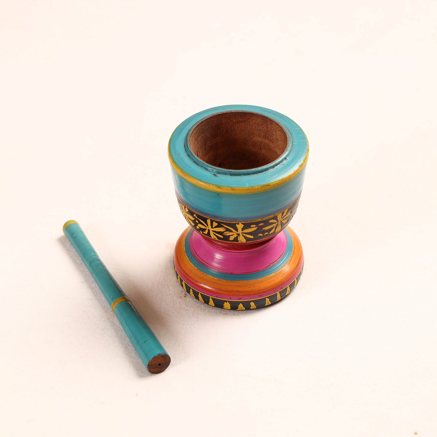 Handmade Lacquered Wooden Mortar & Pestle Set - Big