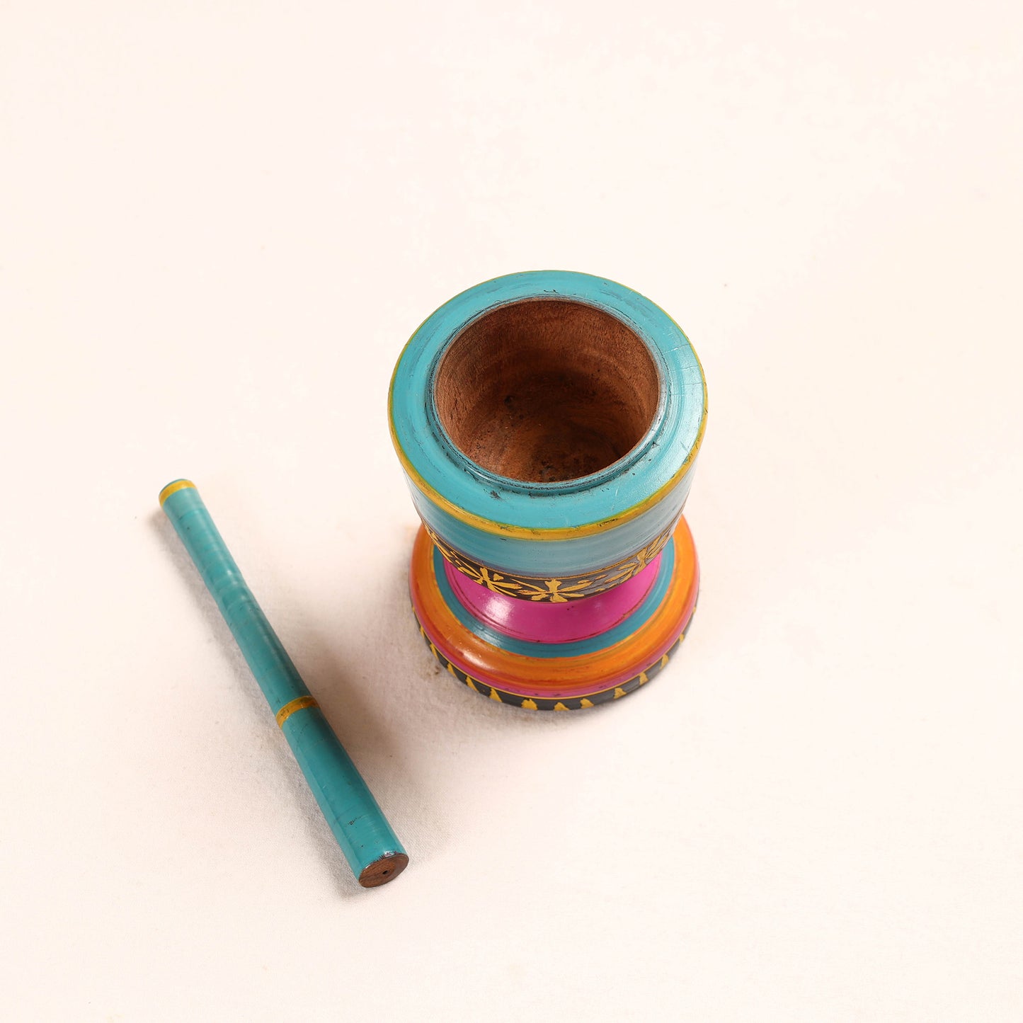 Handmade Lacquered Wooden Mortar & Pestle Set - Big