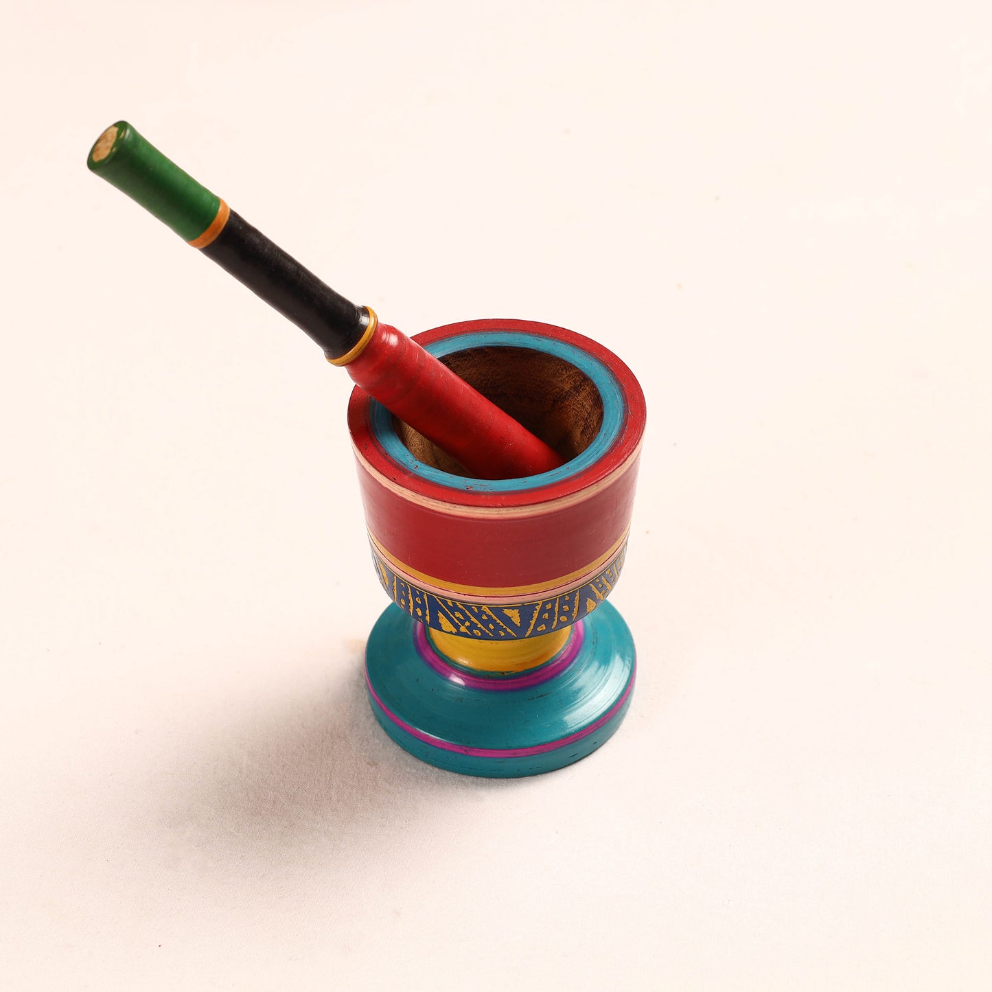 Handmade Lacquered Wooden Mortar & Pestle Set - Big