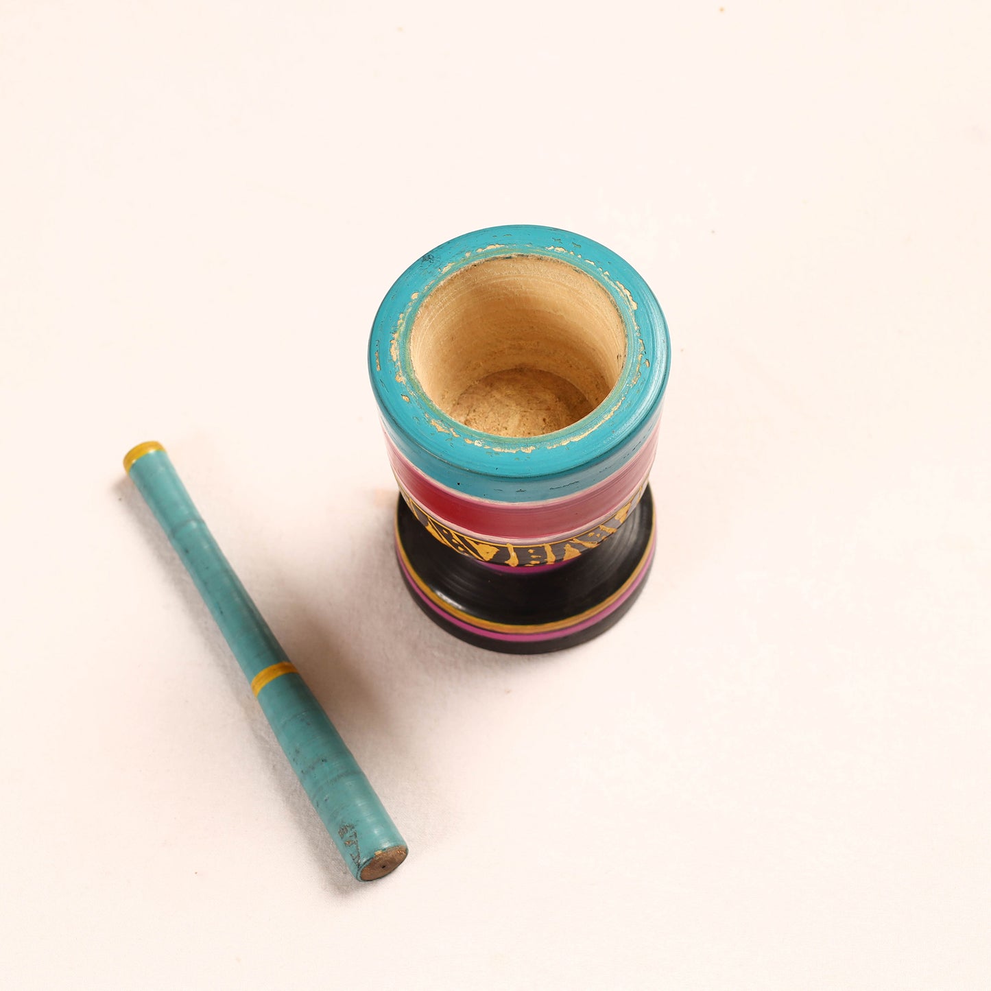 Handmade Lacquered Wooden Mortar & Pestle Set - Big