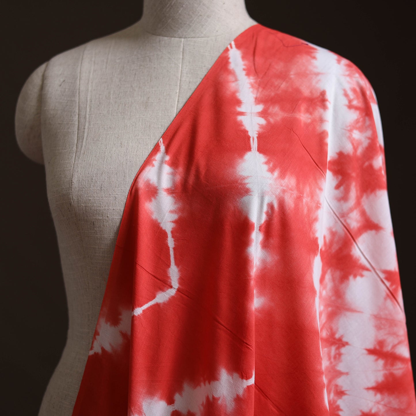 Red - Shibori Tie-Dye Pure Mul Cotton Fabric 10