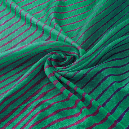 Green - Leheriya Tie-Dye Kota Doria Silk Fabric 13