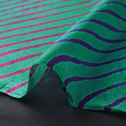 Green - Leheriya Tie-Dye Kota Doria Silk Fabric 13