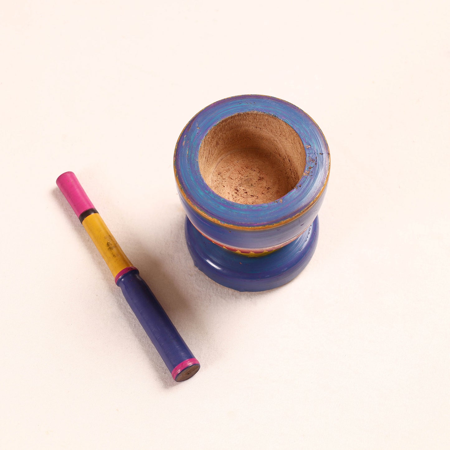 Handmade Lacquered Wooden Mortar & Pestle Set - Big